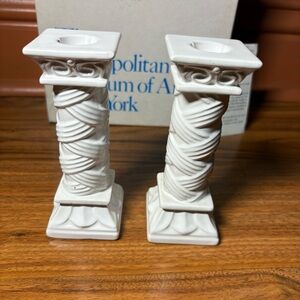 RARE Met Museum San Isidore Porcelain Candlestick Pair w/ Box